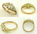 3Ct Round Cut Diamond Edwardian Vintage Engagement Ring 14K Yellow Gold Finish