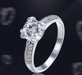 3Ct Round Cut Diamond Dual Row Accent Women Engagement Ring 14K White Gold Over