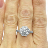 2.5ct Round Cut Diamond Engagement Ring Halo Floral Solitaire 14k WhiteGold Over