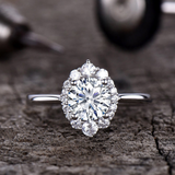 2ct Engagement Ring Round Cut Diamond Halo Solitaire Design 14k White Gold Over