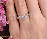 0.5ct Round Cut Moissanite Chevron Bezel Set Wedding Band 14k Rose Gold Plated