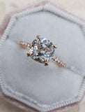 1.2ct Cushion Cut Diamond Accent Solitaire Engagement Ring 14k Rose Gold Finish