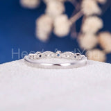 0.12ct Round Cut Simulated Sapphire Anniversary Wed Band 14k White Gold Plated