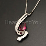 0.6ct Pear Cut Simulated Pink Ruby Journey Stylish Pendant 14k White Gold Plated