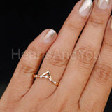 0.5ct Round Cut Moissanite Tiara Crown Chevron Women Ring 14K Yellow Gold Plated