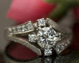 2ct Round Cut VVS1D Diamond Engagement Ring 14k White Gold Finish Split Shank