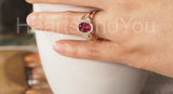 2.2ct Oval Cut Simulated Pink Ruby Halo Ring Infinity Band 14k White Gold Plated