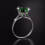 0.8ct Round Cut Green Emerald Engagement Ring 14k White Gold Finish Solitaire