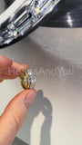 2.2ct Round Cut Moissanite Geometric Women Wedding Band 14k Yellow Gold Plated