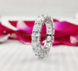 2.2ct Cushion Cut Simulated Diamond Eternity Wedding Band 14k White Gold Plated