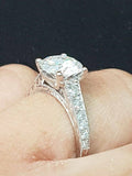 2.5ct Round Cut Diamond Antique Vintage Engagement Ring 14k White Gold Finish