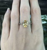 1.2ct Oval Cut Yellow Sapphire Engagement Ring Solitaire 14k White Gold Finish