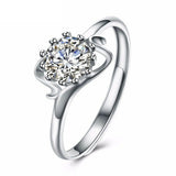 0.5ct Round Cut Diamond Petite Solitaire Engagement Ring 18k White Gold Finish