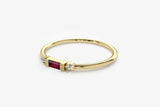 0.3ct Engagement Ring Baguette Cut Pink Ruby Minimalist 14k Yellow Gold Finish