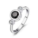 0.5ct Round Cut Black Diamond Solitaire Engagement Ring 14k White Gold Finish