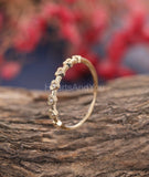 0.1ct Round Cut Moissanite Half Eternity Stackable Band 14k Yellow Gold Plated
