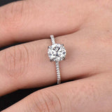 1.5ct Round Cut Diamond Engagement Ring Solitaire with Accent 14k WhiteGold Over