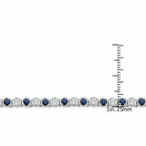 25Ct Round Bezel Set Blue Sapphire Diamond Tennis Necklace 14K White Gold Finish