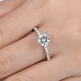 1.6ct Round Cut Diamond 4 Prong Solitaire with Accents Ring 18k White Gold Over