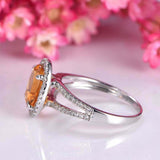 2.2ct Oval Cut Yellow Citrine Engagement Ring Split Shank 14k White Gold Finish