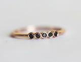 1ct Round Black Diamond Engagement Ring 5 Stone Minimalist 14k Rose Gold Finish