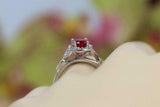 2.2ct Oval Cut Pink Ruby Engagement Ring Diamond Floral Halo 14k White Gold Over