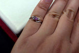 0.56ct Engagement Ring Round Cut Pink Ruby Swirl Trilogy 14k White Gold Finish