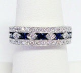 4Ct Round Cut Sapphire Diamond Filigree Wide Wedding Band 14K White Gold Finish