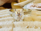 2.2ct Radiant Simulated Diamond Solitaire with Accents Ring 14k WhiteGold Plated