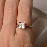1.2ct Engagement Ring Cushion Cut Peach Morganite Solitaire 14k Rose Gold Finish