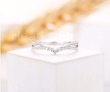 0.3ct Round Cut Moissanite Curved Stackable Wedding Band 14k White Gold Plated