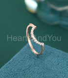 0.15ct Round Cut Moissanite Minimalist Women Wedding Band 14k Rose Gold Plated