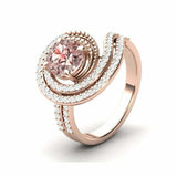 4.5ct Round Cut Peach Morganite Engagement Ring Dual Swirl 14k Rose Gold Finish