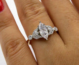 3.5ct Marquise Diamond Vintage Leaf Accent Engagement Ring 14K Dual Gold Over