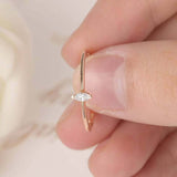 Minimalist Solitaire Engagement Ring 0.3ct Marquise Diamond 14k Rose Gold Finish
