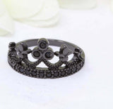 1ct Round Black Diamond Engagement Ring Princess Queen Crown 14k Black Gold Over