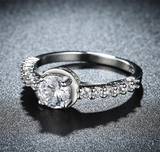 2Ct Round Cut Diamond Hidden Halo Solitaire with Accent Ring 14K White Gold Over