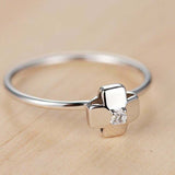 0.5ct Round Diamond Engagement Ring Cross Design Solitaire 14k White Gold Finish