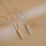 0.2ct Round Cut Moissanite Vertical Bar Pendant 14k White Gold Plated NO CHAIN
