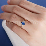0.5ct Oval Cut Simulated Sapphire Petite Engagement Ring 14k Yellow Gold Plated