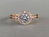 Fancy Bridal Set Engagement Ring 2ct Round Cut VVS1 Diamond 14k Rose Gold Finish