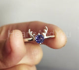0.4ct Round Cut Simulated Blue Sapphire Dear Design Ring 14k White Gold Plated