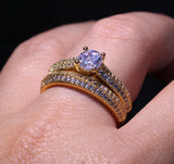 3ct Round Cut Diamond Engagement Ring 14k Yellow Gold Finish Bridal Set Promise