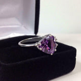 2.1ct Trillion Cut Purple Amethyst Diamond Petite Ring 14k White Gold Finish