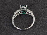 2.4ct Oval Cut Green Emerald Solitaire Split Shank Ring 14k White Gold Finish