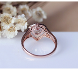3ct Pear Peach Morganite Engagement Ring 14k Rose Gold Finish Double Halo Shank