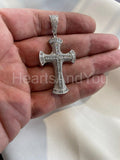 2ct Round Cut Moissanite Holy Jesus Cross Pendant 14k White Gold Plated NO CHAIN