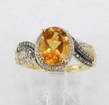 4Ct Oval Cut Yellow Citrine Swirl Shank Engagement Ring 14K White Gold Finish