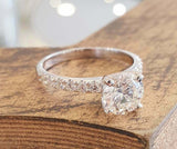 2.3ct Engagement Ring Round Cut Diamond Solitaire with Accent 14k WhiteGold Over