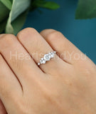0.55ct Round Cut Moissanite Cluster Women Engagement Ring 14k White Gold Plated